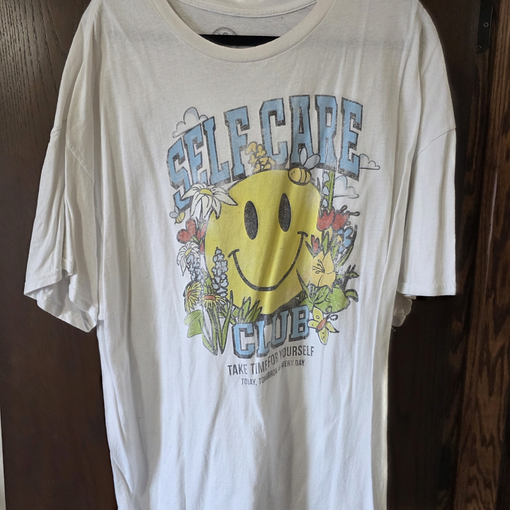 Self Care Club White Graphic Tee